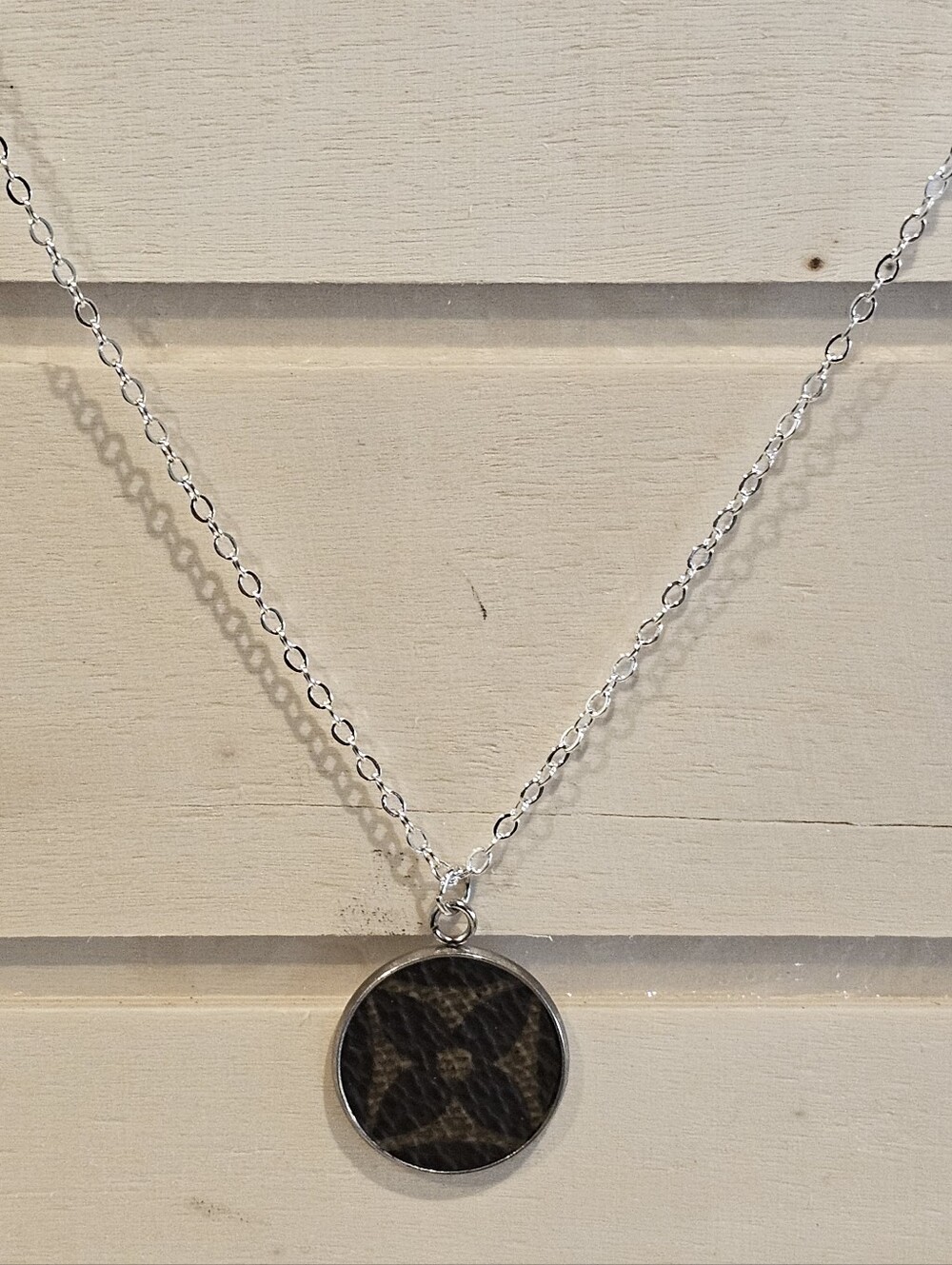 Louis Vuitton Piece In Pendant On 19" Silver Plated Necklace